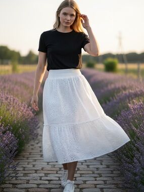Bailey44 Women’s White Eyelet Tiered Skirt